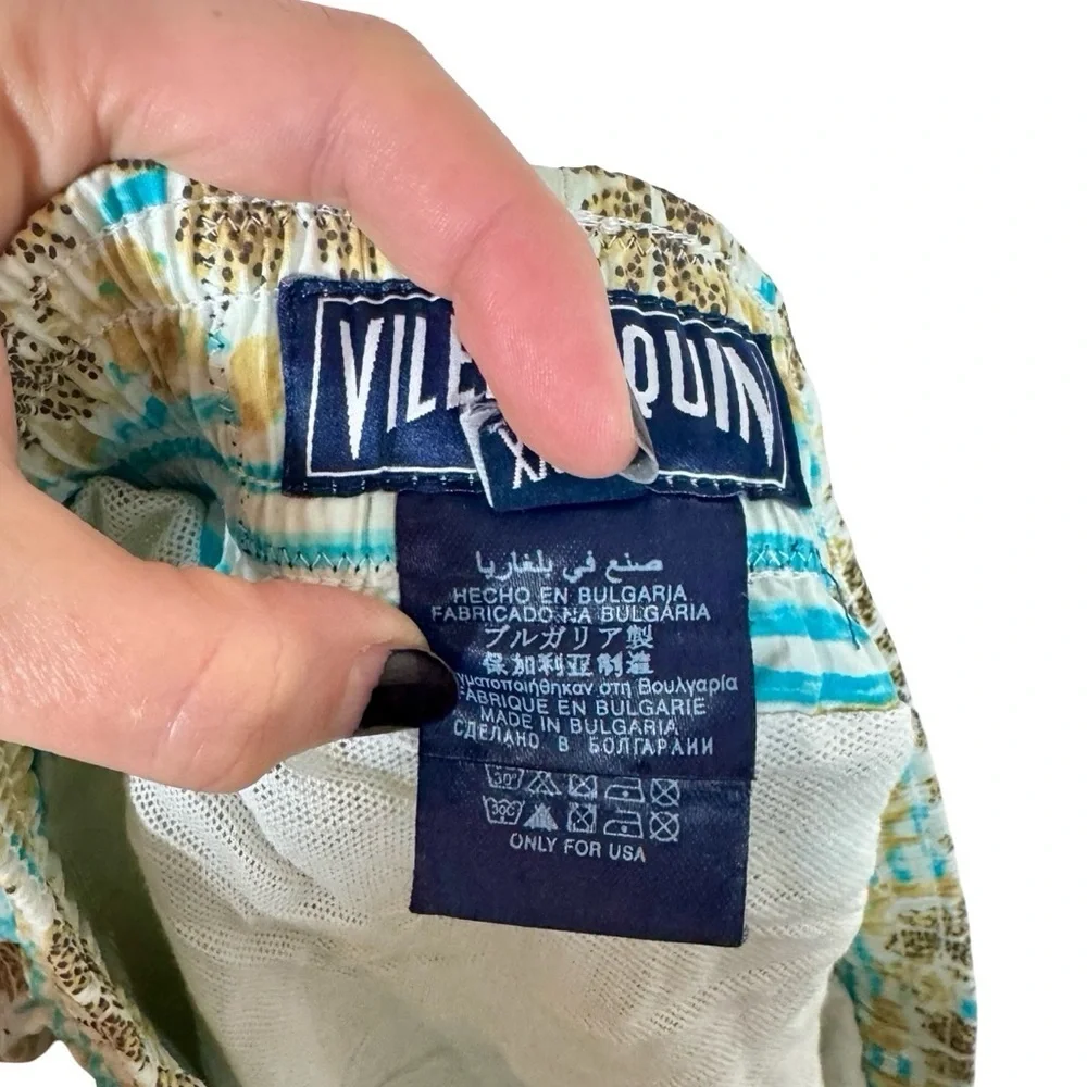Vilebrequin Moorea Floral Stripe Print Swim Trunks Shorts
